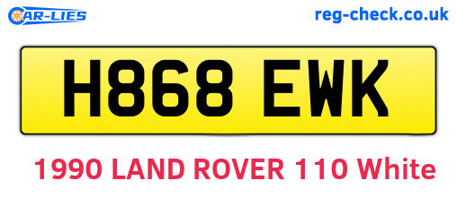 H868EWK are the vehicle registration plates.