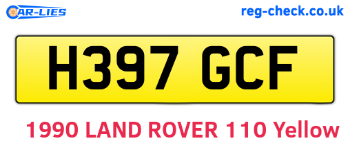 H397GCF are the vehicle registration plates.
