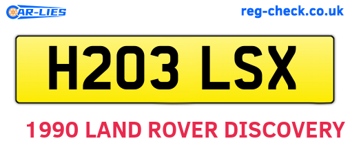 H203LSX are the vehicle registration plates.