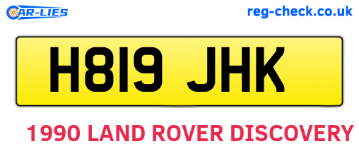 H819JHK are the vehicle registration plates.