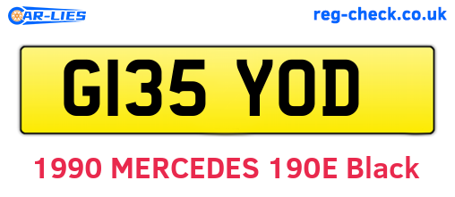 G135YOD are the vehicle registration plates.