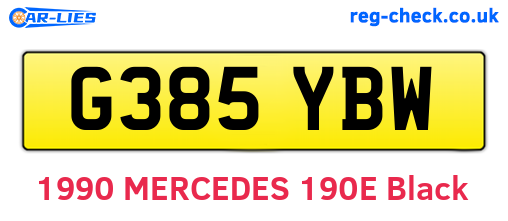 G385YBW are the vehicle registration plates.