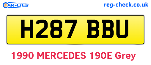 H287BBU are the vehicle registration plates.