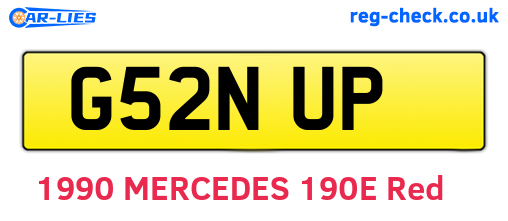 G52NUP are the vehicle registration plates.