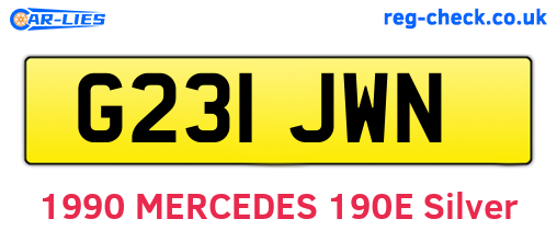 G231JWN are the vehicle registration plates.