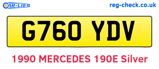 G760YDV are the vehicle registration plates.