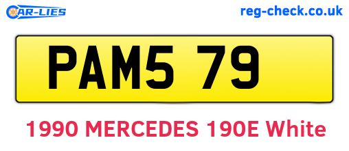PAM579 are the vehicle registration plates.