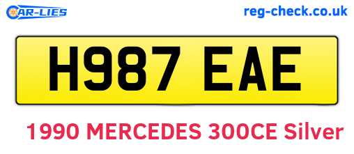 H987EAE are the vehicle registration plates.
