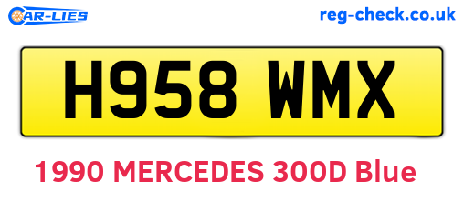 H958WMX are the vehicle registration plates.