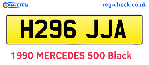 H296JJA are the vehicle registration plates.