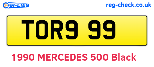 TOR999 are the vehicle registration plates.
