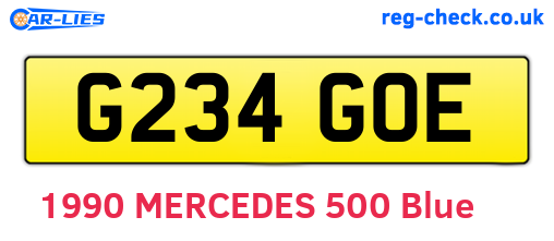 G234GOE are the vehicle registration plates.