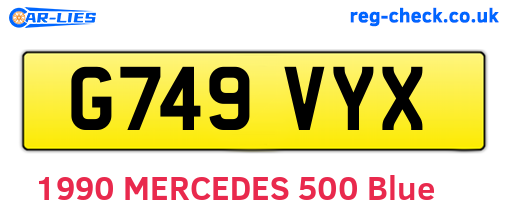 G749VYX are the vehicle registration plates.