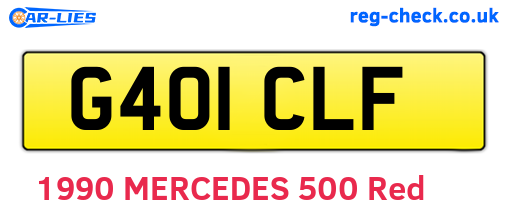 G401CLF are the vehicle registration plates.