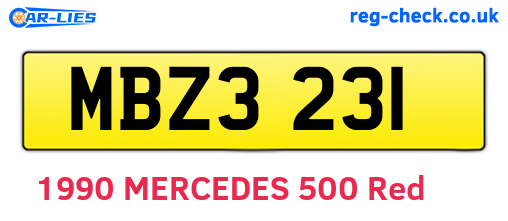 MBZ3231 are the vehicle registration plates.