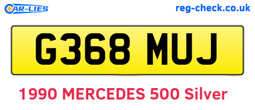 G368MUJ are the vehicle registration plates.