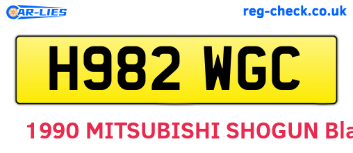 H982WGC are the vehicle registration plates.