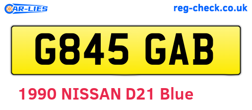 G845GAB are the vehicle registration plates.