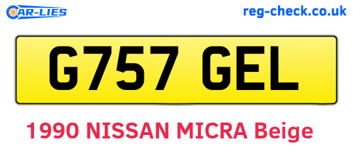 G757GEL are the vehicle registration plates.