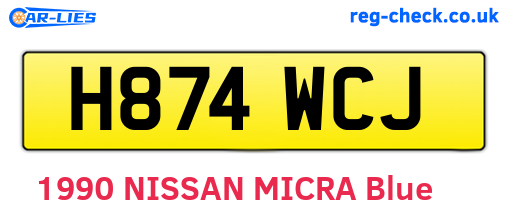 H874WCJ are the vehicle registration plates.