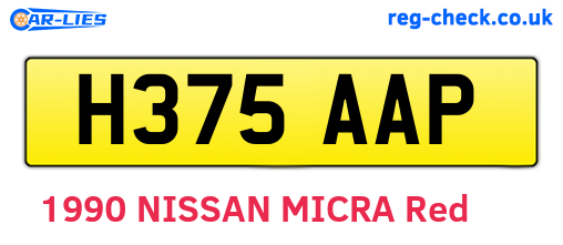 H375AAP are the vehicle registration plates.