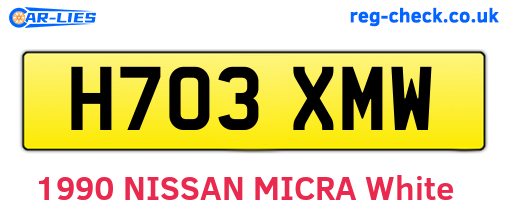 H703XMW are the vehicle registration plates.