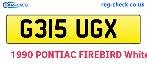 G315UGX are the vehicle registration plates.