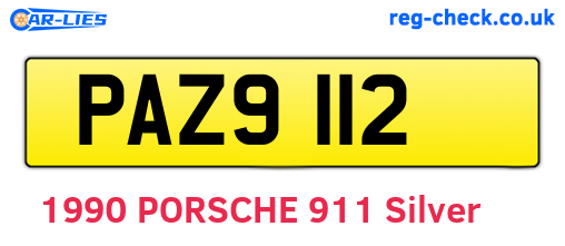 PAZ9112 are the vehicle registration plates.