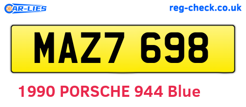 MAZ7698 are the vehicle registration plates.