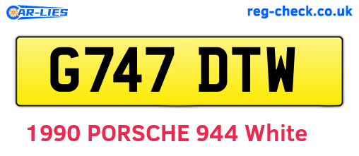 G747DTW are the vehicle registration plates.