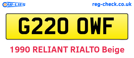 G220OWF are the vehicle registration plates.
