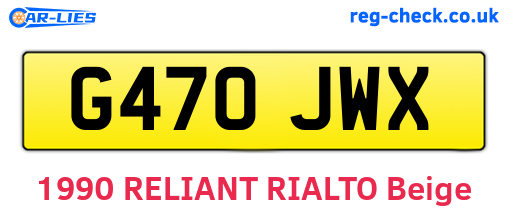 G470JWX are the vehicle registration plates.