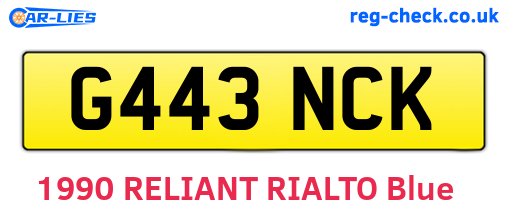 G443NCK are the vehicle registration plates.