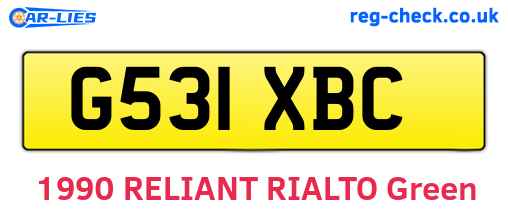 G531XBC are the vehicle registration plates.