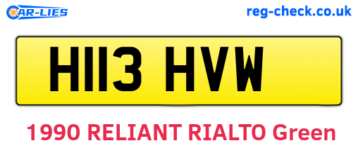 H113HVW are the vehicle registration plates.