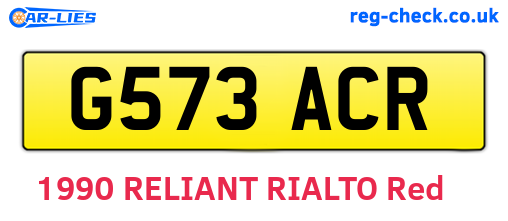 G573ACR are the vehicle registration plates.