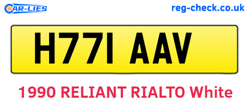 H771AAV are the vehicle registration plates.