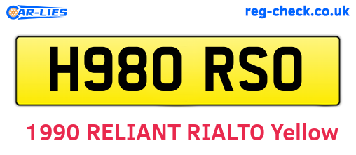 H980RSO are the vehicle registration plates.
