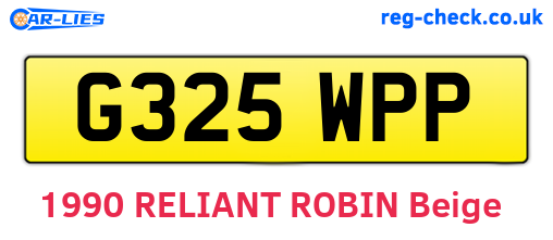 G325WPP are the vehicle registration plates.