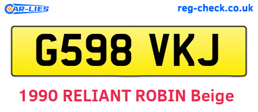 G598VKJ are the vehicle registration plates.