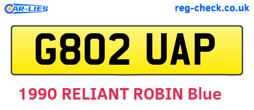 G802UAP are the vehicle registration plates.