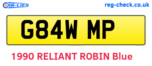 G84WMP are the vehicle registration plates.