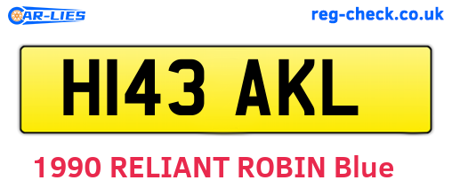 H143AKL are the vehicle registration plates.