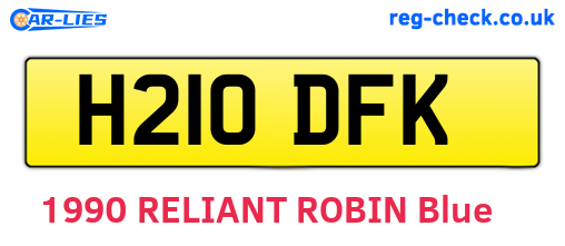 H210DFK are the vehicle registration plates.