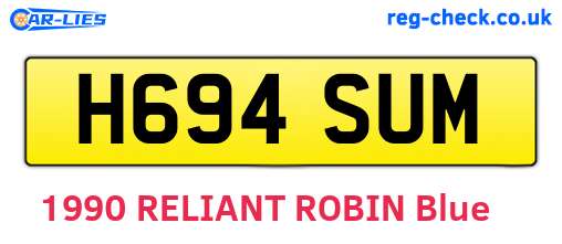 H694SUM are the vehicle registration plates.