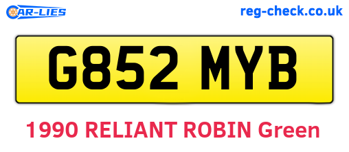 G852MYB are the vehicle registration plates.