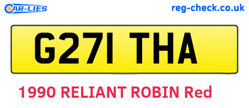 G271THA are the vehicle registration plates.