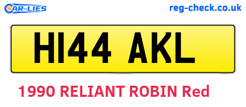 H144AKL are the vehicle registration plates.