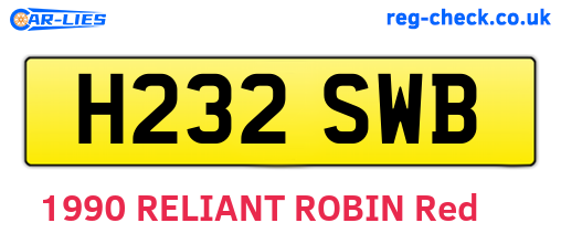 H232SWB are the vehicle registration plates.
