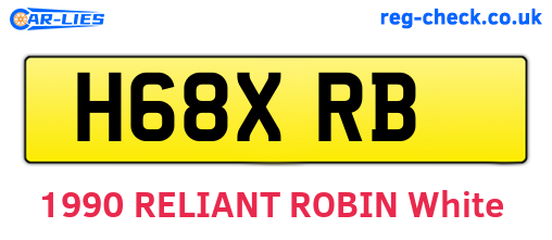 H68XRB are the vehicle registration plates.